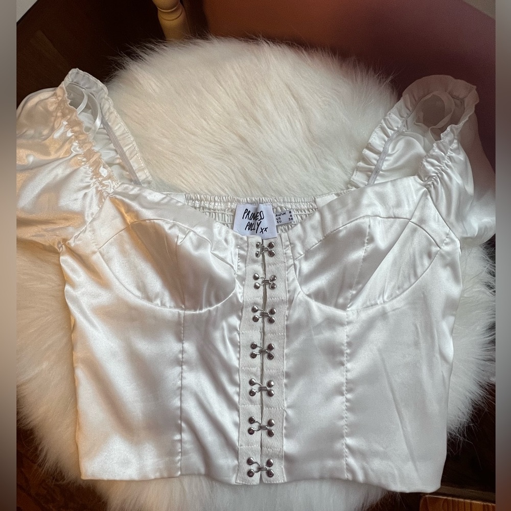 Princess Polly White Satin Corset Top size US 4/UK 8